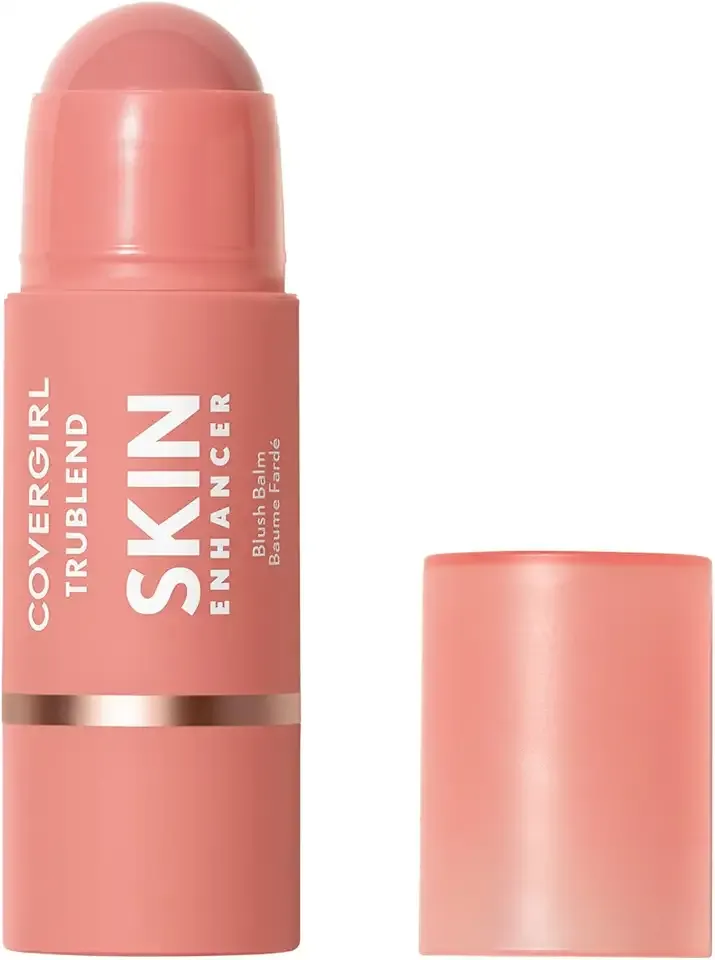 CoverGirl Trublend Skin Enhancer Blush Balm Stick, 220 Nude Flush, Vegan Formula, Easy to Use, Glides on Effortlessly, Non-Greasy, Doesn't Crease, 0.21oz