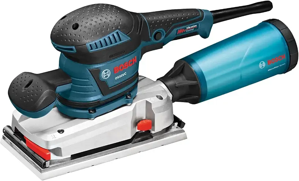 OS50VC Electric Orbital Sander - 3.4 Amp 1/2 Inch Finishing Belt Sander Kit with Vibration Control for 4.5 Inch x 9 Inch Sheets, Blue