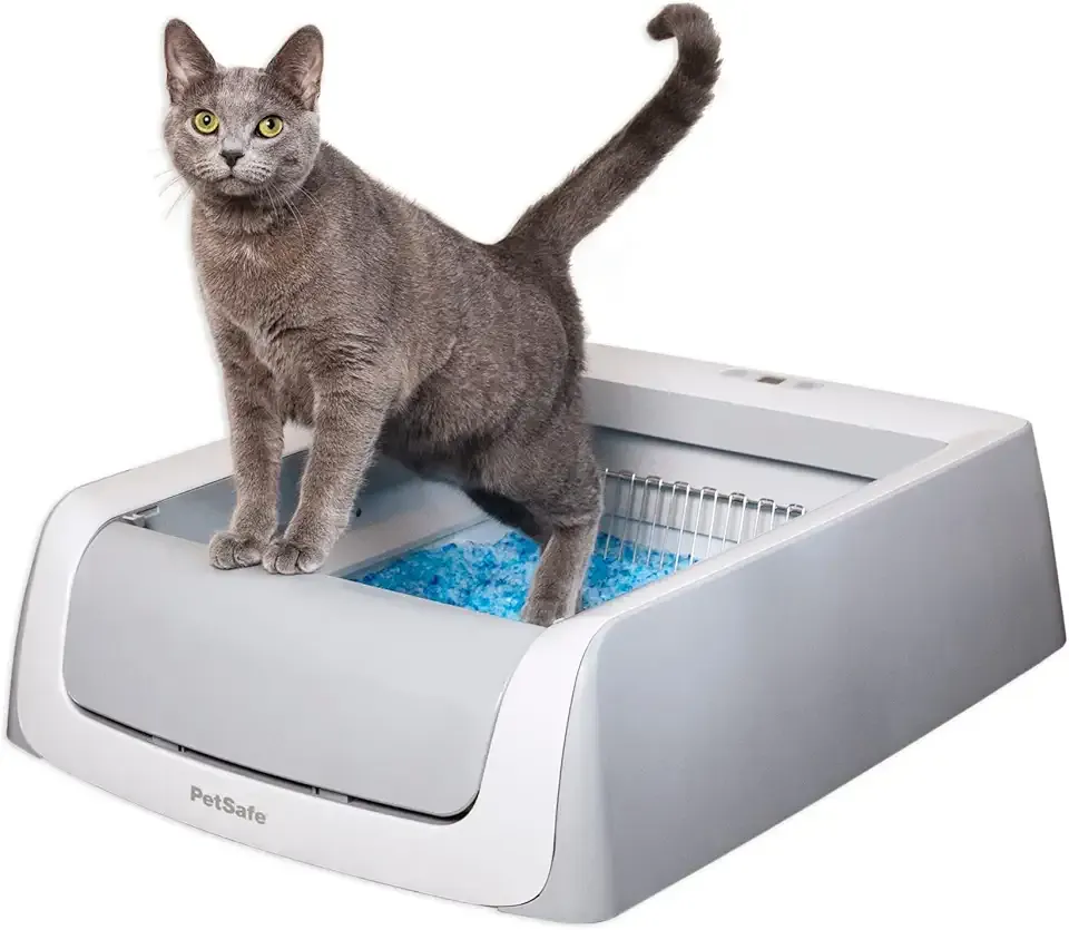 PetSafe ScoopFree Crystal Pro Legacy Self-Cleaning Automatic Litter Box - Uncovered Motion-Sensing Cat Box with Integrated Health Counter - Includes 1 Disposable Crystal Litter Tray
