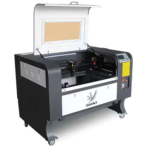 SIHAO CO2 Laser Engraving Machine Gray White Foldable Leg Design RUIDA Control System Professional Laser Cutting Engraving Maker