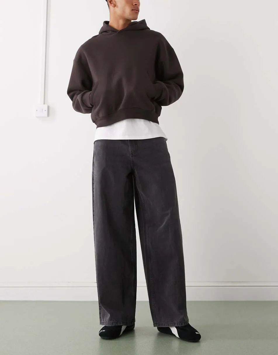 COLLUSION X003 wide leg mid rise jean in washed black