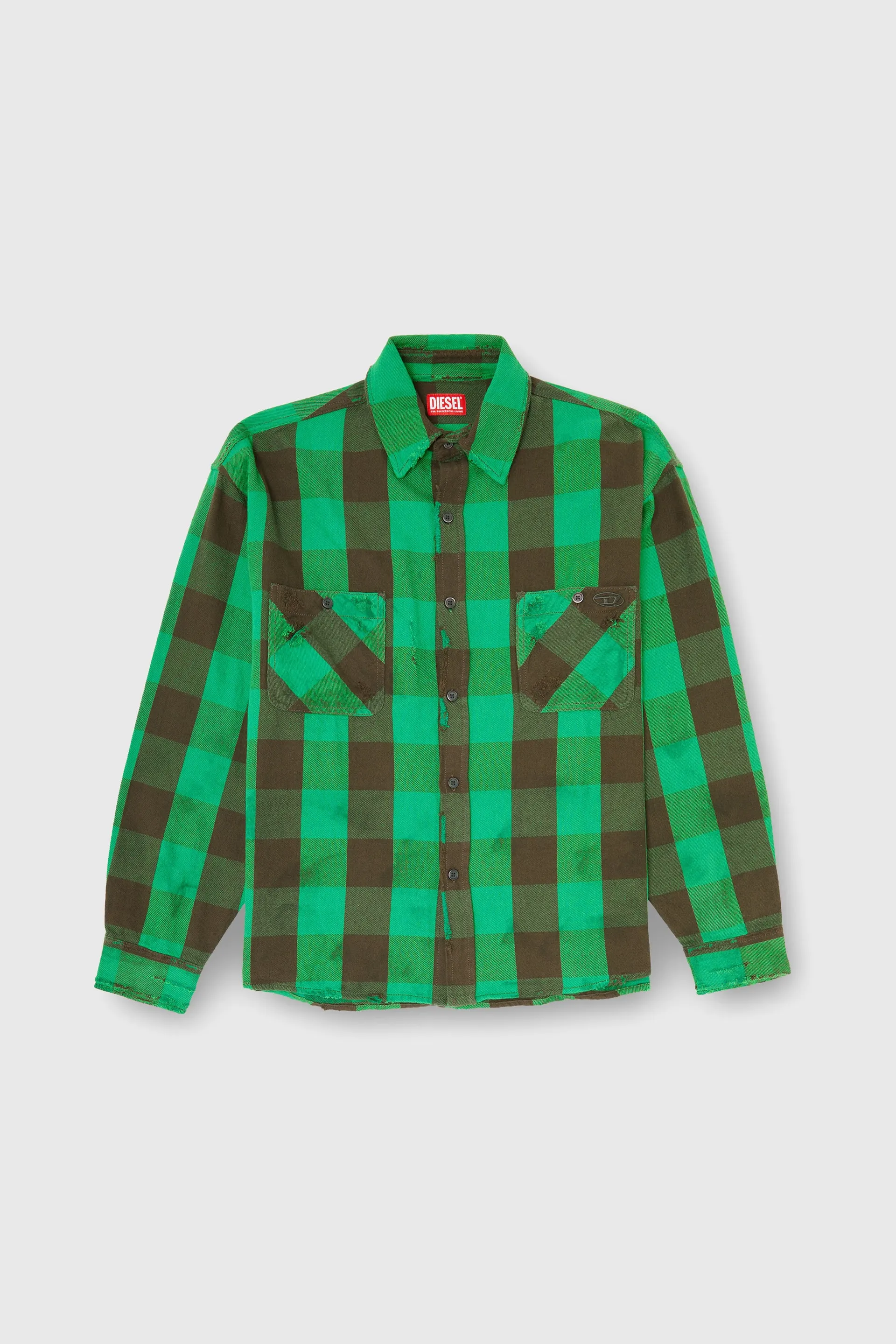 Check flannel shirt with distressed effect