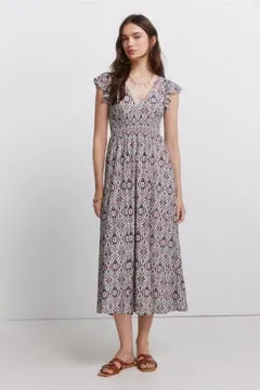 Vestido manga corta volantes