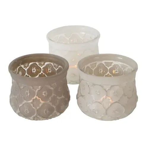 Windlicht - sortiert - Glas - Ornament - 9 cm hoch