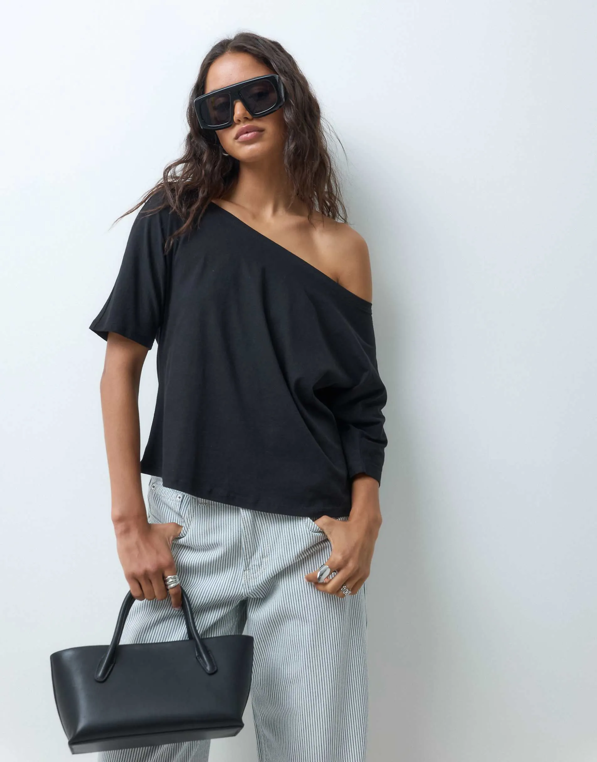 Supre ellery off shoulder top in black