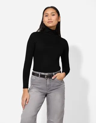 Maglia a manica lunga - Collo dolcevita - nero