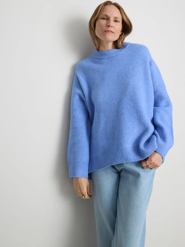 Pull oversize en mélange de laine à col ras-du-cou