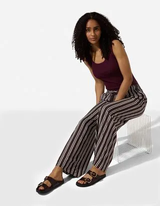 Pantaloni a palazzo - Viscosa - Marrone scuro