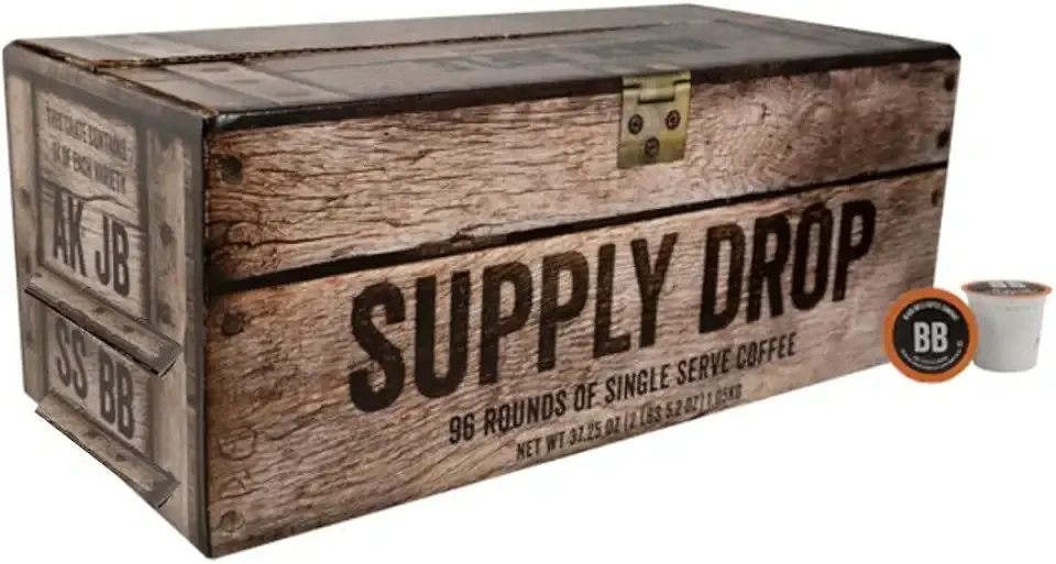 Black Rifle Coffee Company Supply Drop Variety Pack (96 Count of K Cups) - Silencer Smooth (Light), AK-47 (Medium), Just Black (Medium) & BeyondBlack (Dark Roast) - K Cups Coffee Variety Pack