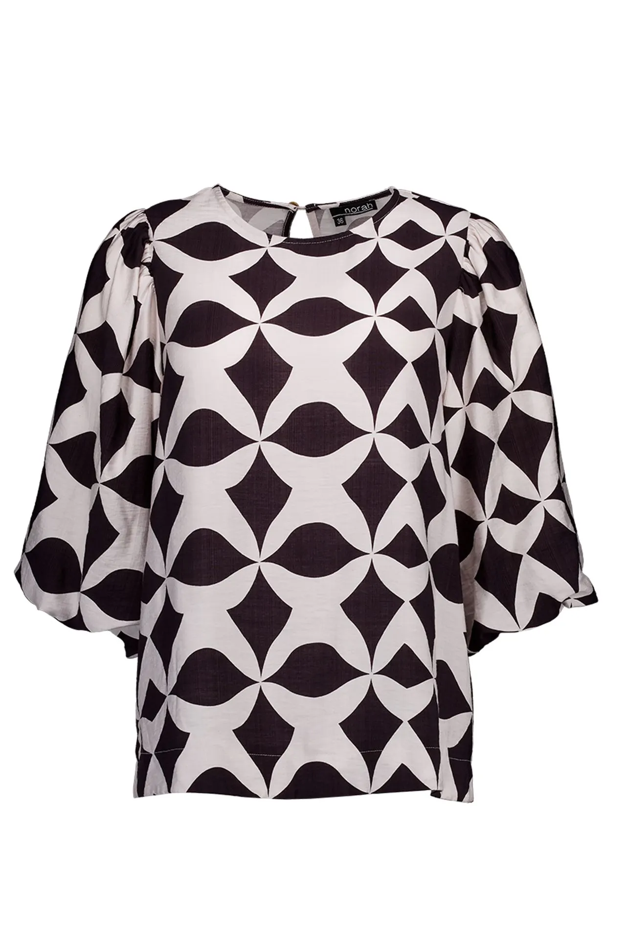 Bruin/ecru blouse met grafische print