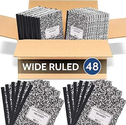 48 Pack - EPI Marble Hardcover Wide Ruled Comp…
