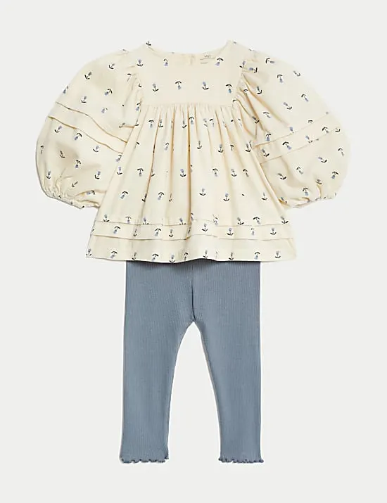 2-teiliges Outfit mit hohem Baumwollanteil (0–3 J.)