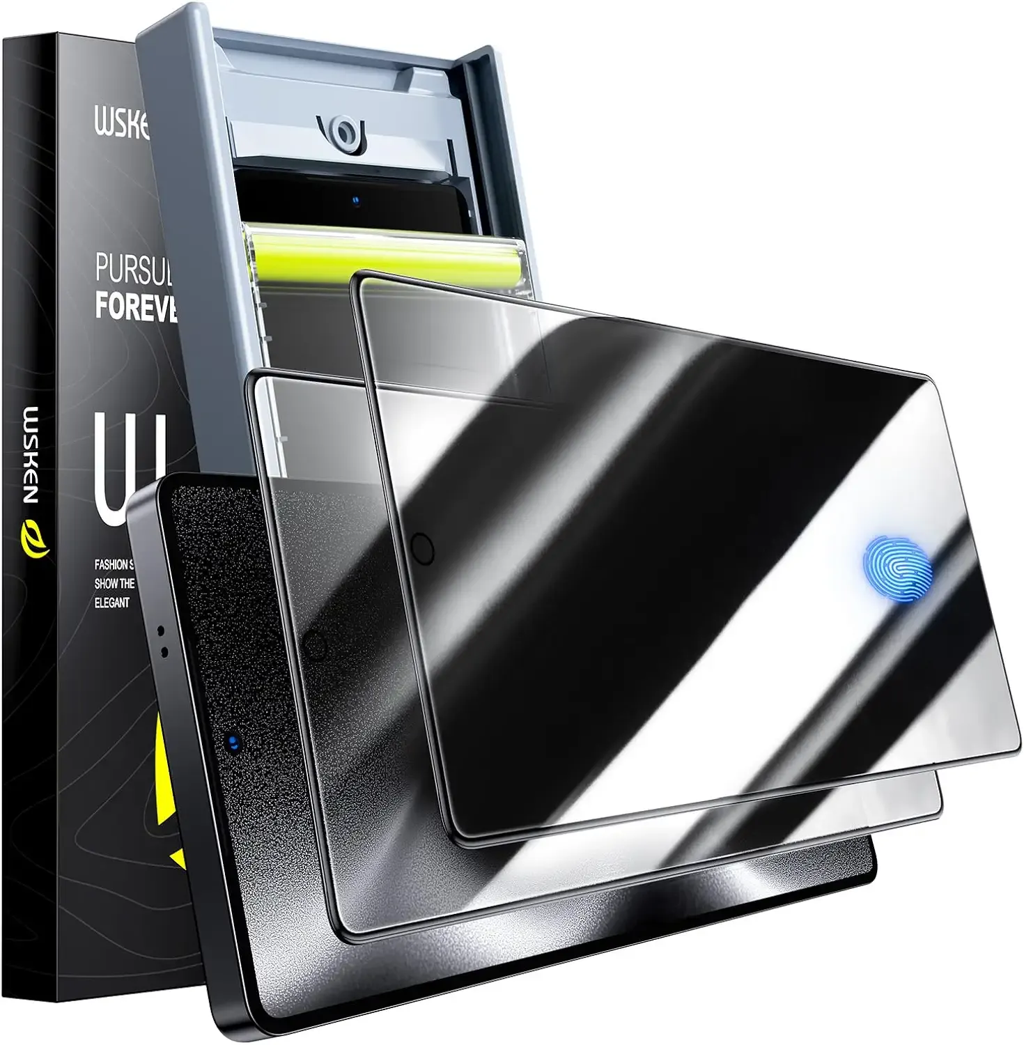 WSKEN for Samsung Galaxy S25 Ultra Privacy Screen Protector - [24° Anti-Spy] [0.02s Fingerprint Unlock] [Auto Dust Remove] [Zero Bubble] Top Durable 9H+ Tempered Glass Case Friendly, 2 Pack | 24° Anti-Spy, Auto Dust Remove, Zero Bubble, Top Durable, 9H+