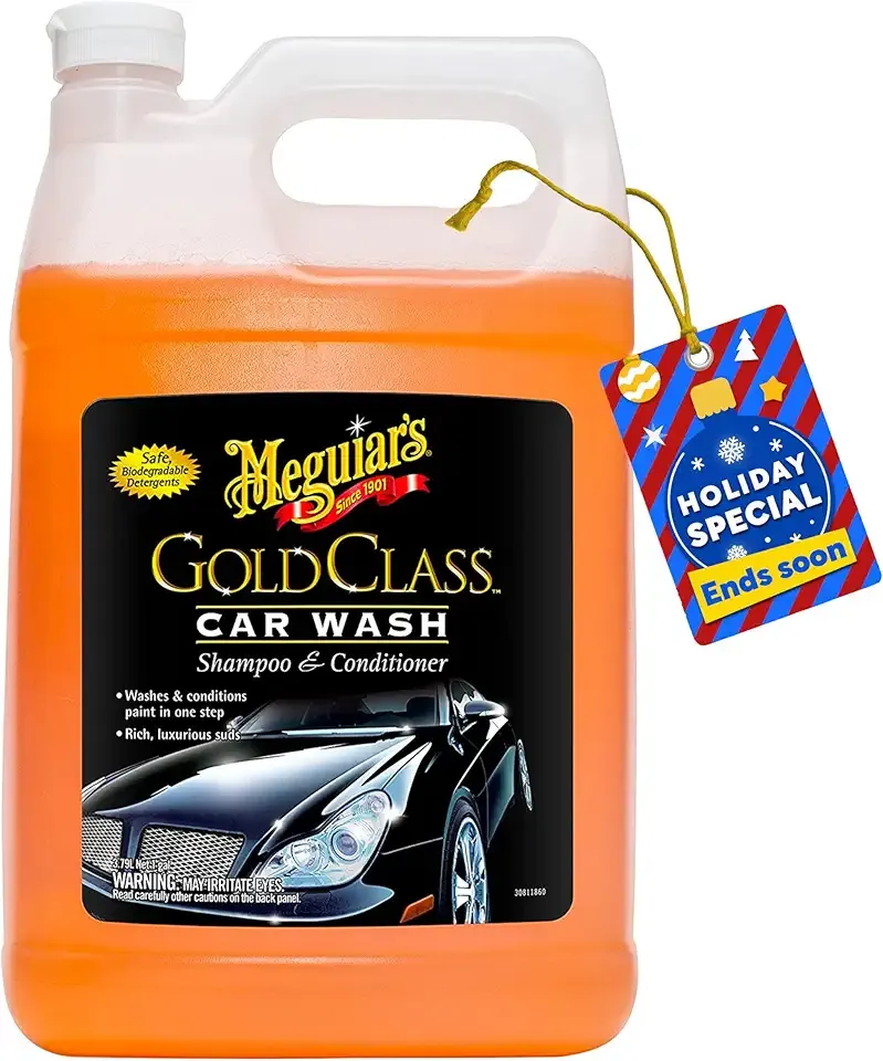 Meguiar's Gold Class Car Wash - Get Professional Results in a Foam Cannon or as a Bucket Wash - For a Clean and Glossy Finish That's Safe for All Paint Types – 1 Gal