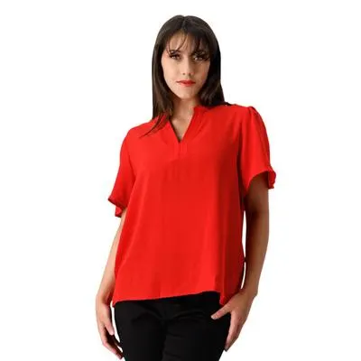 Blusa Mxstaza Mujer Diseño Liso Cuello Mao