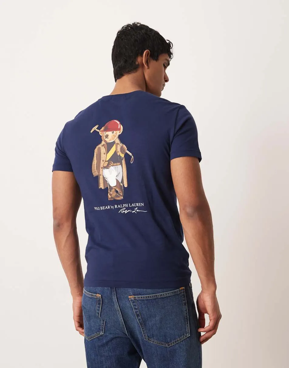 Polo Ralph Lauren back print society polo bear t-shirt in navy