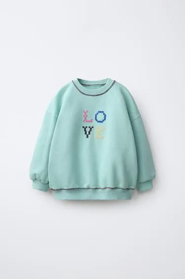 EMBROIDERED SLOGAN SWEATSHIRT