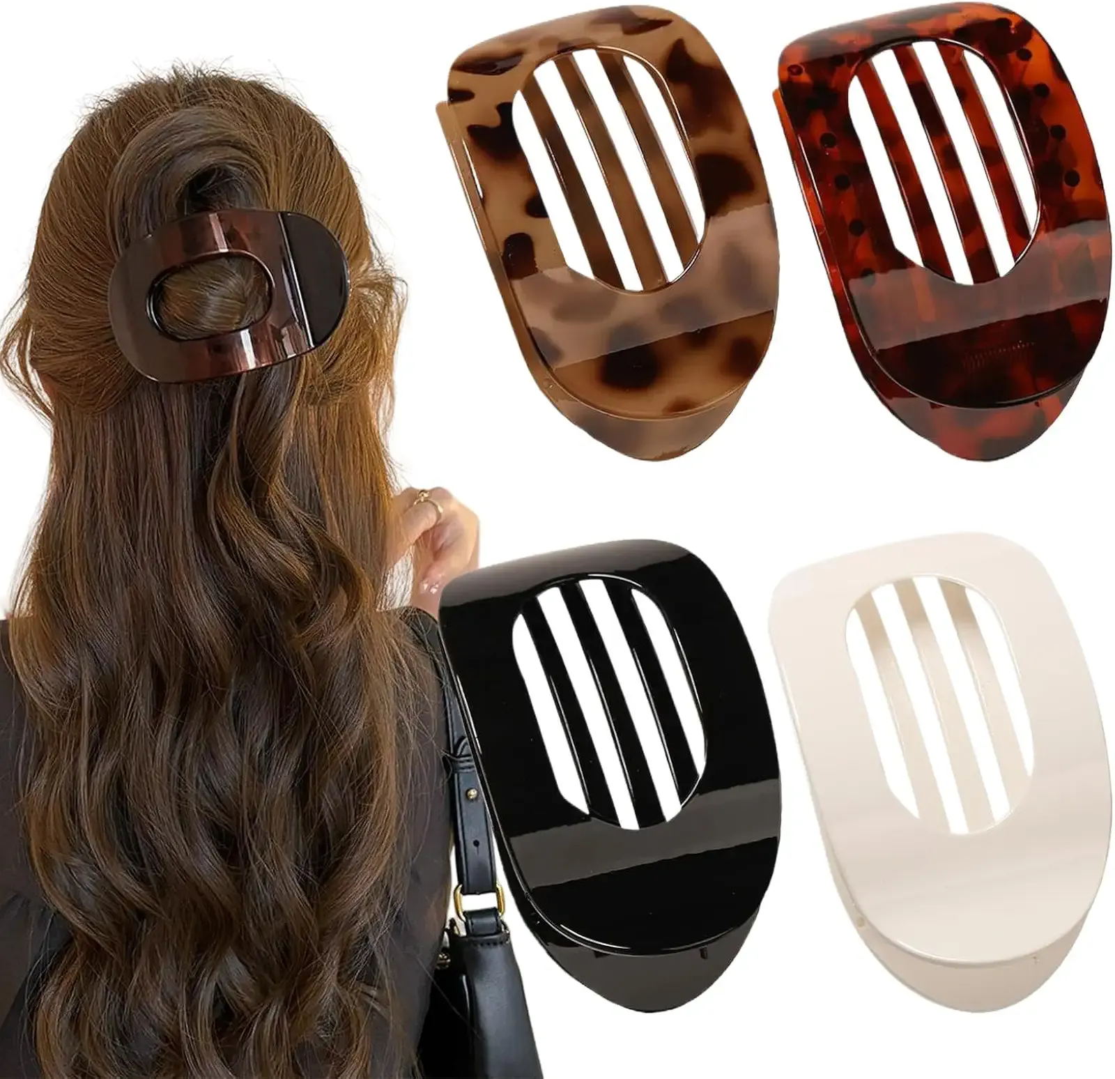 4-Pack Duckbill Hair Clips for Women,Flat Claw Design,Solid Color,Casual Elegant for Thick or Thin Hair,Suitable for All Hair Lengths