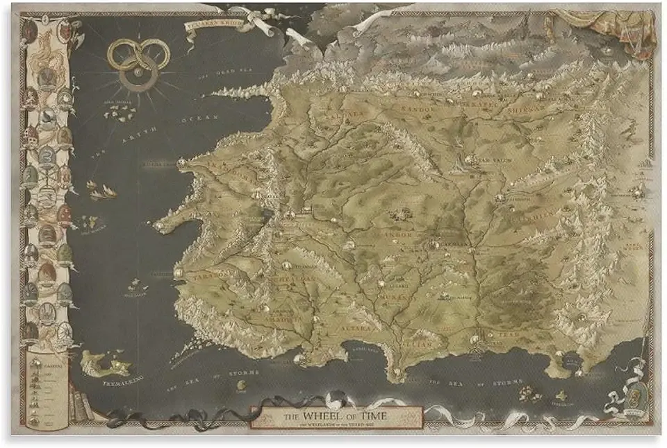 Vintage Map Fantasy THE WHEEL OF TIME MAP1 Canvas Art Poster And Wall Art Picture Print Modern Family Bedroom Decor Posters 08x12inch(20x30cm)