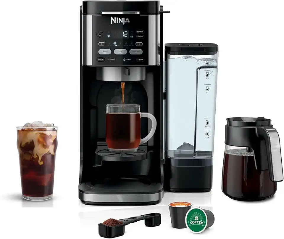 Drip Coffee Maker | DualBrew™ Pro Hot & Iced Coffee Machine, Single Serve to Carafe | Brew with Pods & Grounds, Compatible with K Cups | 3 Brew Styles, 60oz Removable Reservoir | Black, CFP101
