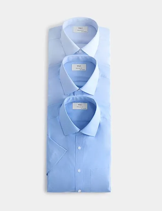 3 Pack Regular Fit Easy Iron Short Sleeve Shirts