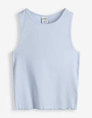 Top - Orlo a conchiglia - Azzurro