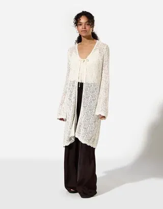 Cardigan - Pizzo all'uncinetto - Bianco sporco