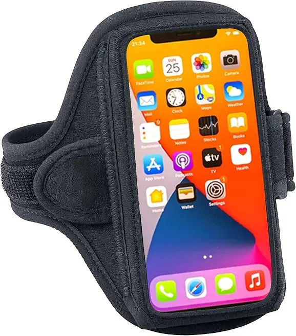 Tune Belt AB91 Running Armband – No-Slip Phone Holder for Runners – Fits iPhone 17 16 15 14 Pro/Plus & Galaxy S24 S23 – Comfortable Sweat-Resistant Neoprene (Black)