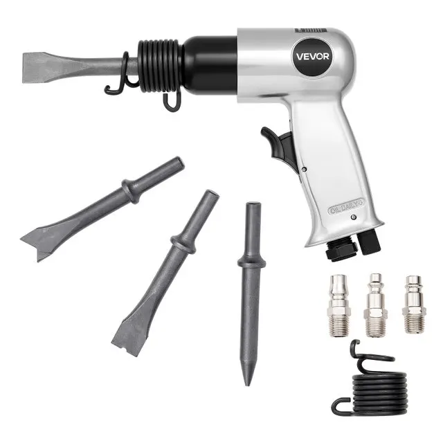 Martello pneumatico VEVOR, 4500 bpm, corsa 4 cm, 4 scalpelli 12 cm, compatto, per metallo, cemento, pavimenti, bulloni