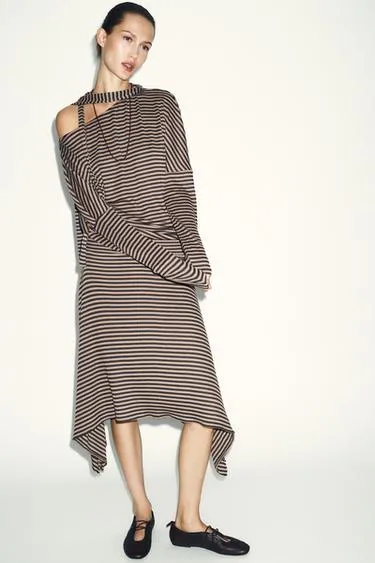 ASYMMETRIC STRIPED SKIRT