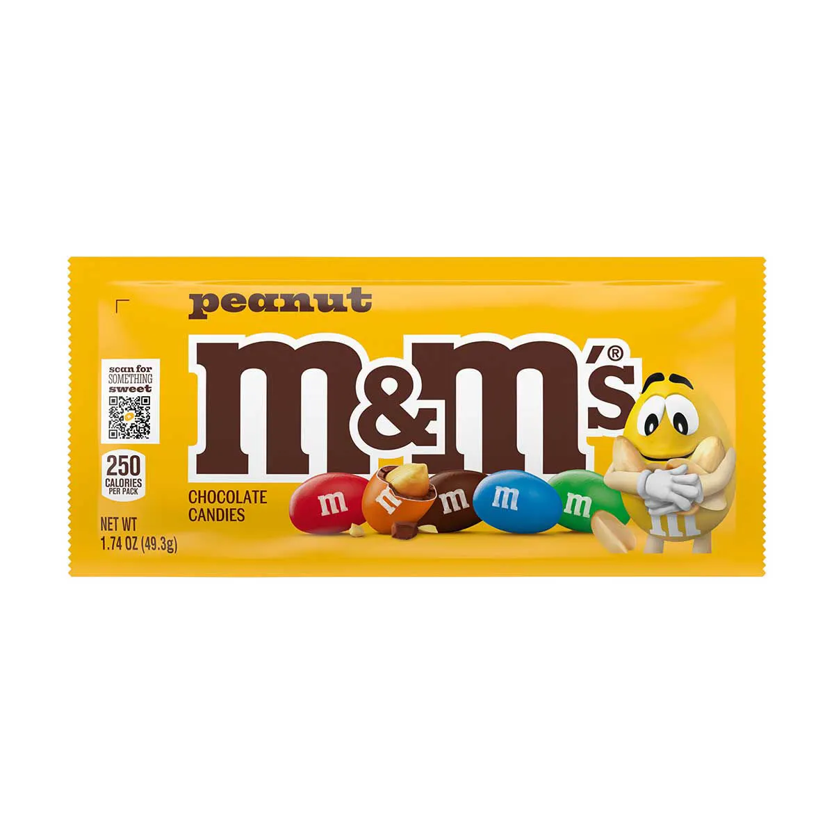 M&M'S Peanut Milk Chocolate Candy, Full Size, 1.74 oz