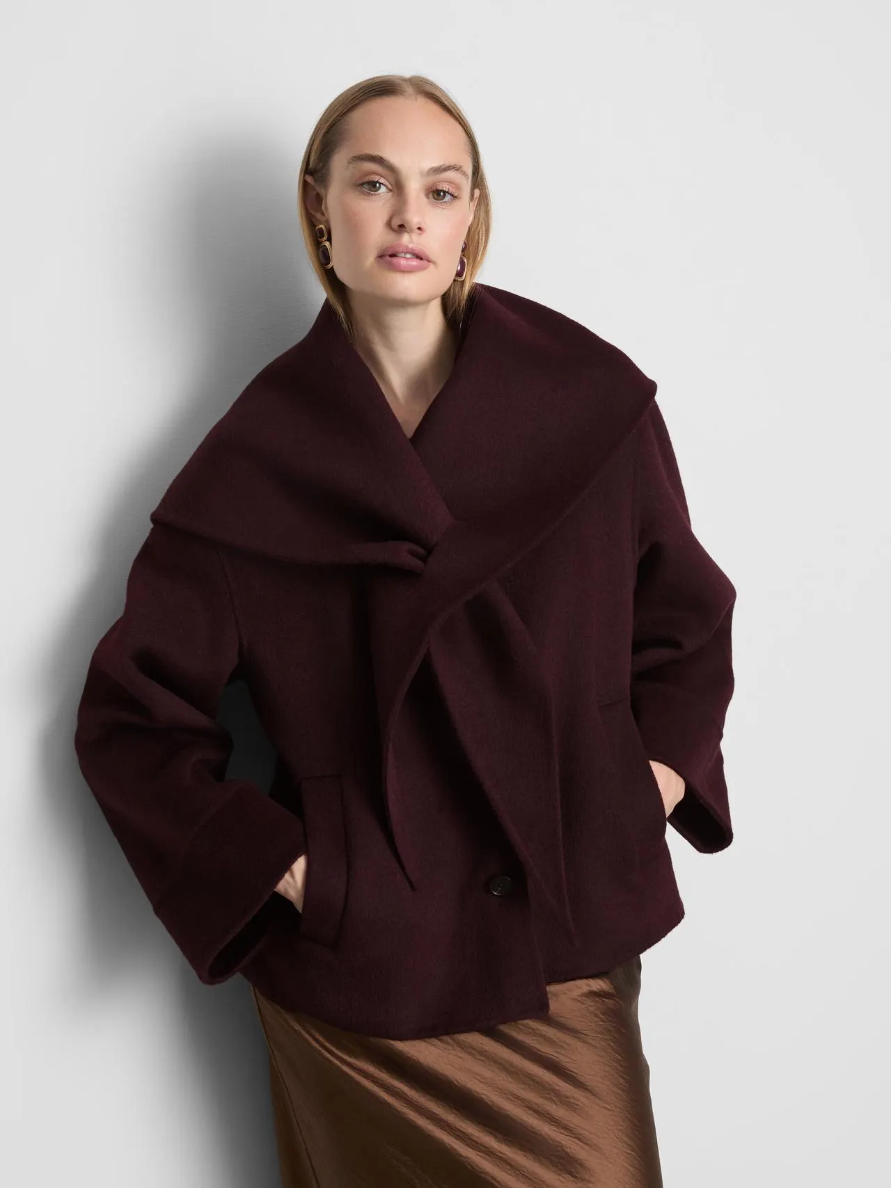 Veste en mélange de laine à détail écharpe The Edit