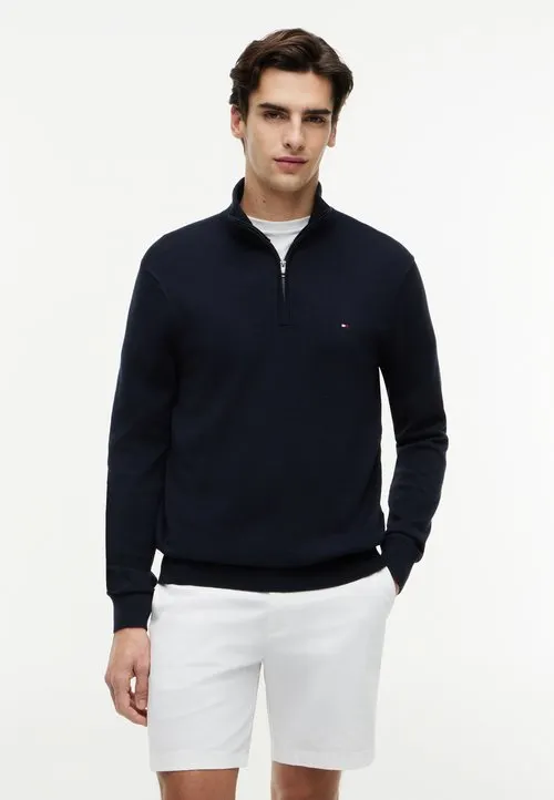 QUARTER ZIP MOCK NECK - Strikkegenser - desert sky