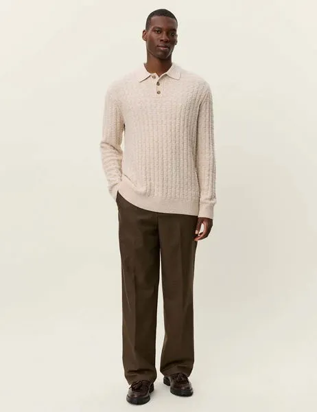 Gustav Squared Structure Polo Knit Light Sand Melange