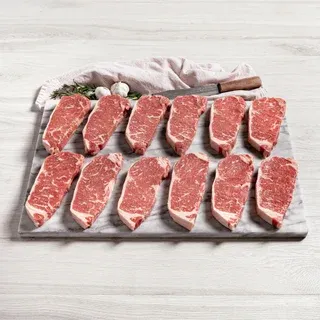 Rastelli’s USDA Choice Black Angus NY CC Strip Steak (12/10 Oz. Per Steak), 12 Total Count, 7.5 Lbs. Total