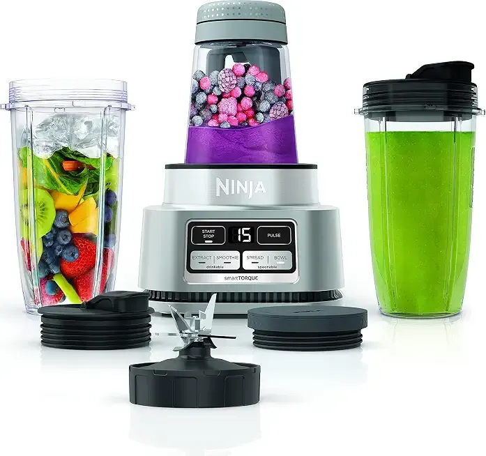 Foodi Personal Blender & Smoothie Bowl Maker, 1200PW, SS101 | smartTORQUE motor + Hybrid Edge blades. Smoothie bowl maker, nutrient extractor, (2) 24-oz cups. Dishwasher safe.