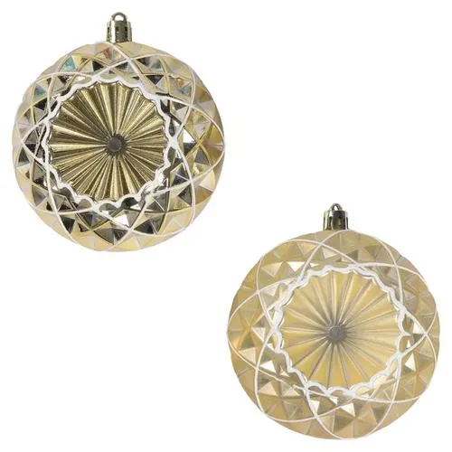 Enchanted Forest® 90mm Champagne Gold Concave Star Shatterproof Ornaments - 2 Pack