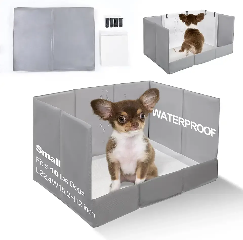 Dog Litter Box, Puppy Pee Pad Holder Foldable, Small Indoor Dog Potty Tray for Puppy, High Walls, Seamless, No Assembly, Waterproof, Easy to Clean, No Spill,Portable for Travel