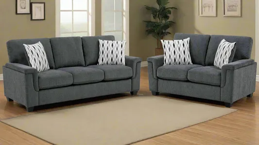 Chelsea 82" Sofa & 60" Loveseat with Decorative Pillows set by Homelegance - Gray