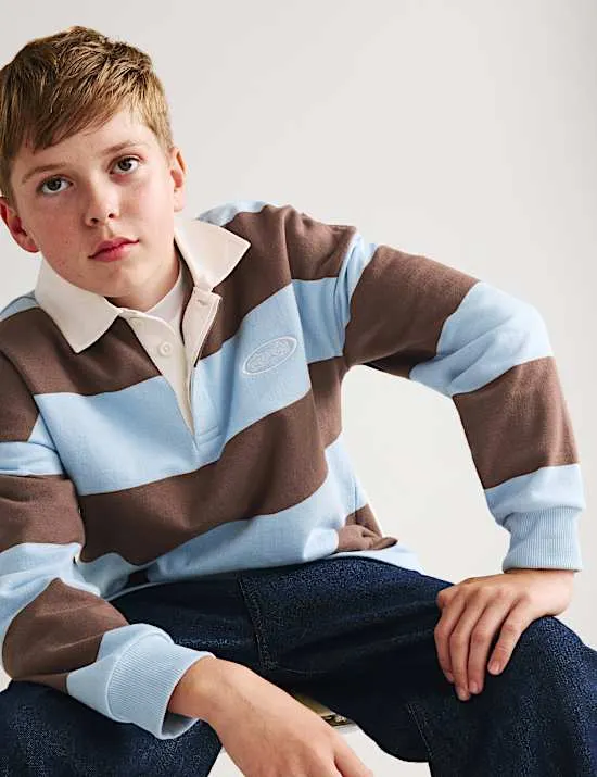 Gestreiftes Rugby-Sweatshirt aus reiner Baumwolle (6–16 J.)