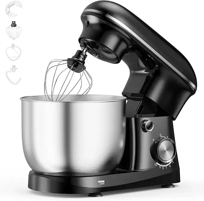 OLIXIS 6.3 Qt Stand Mixer, 10-Speed Tilt-Head Electric Mixer for Baking | Include Dough Hook, Whisk, Flat Beater & Splash Lid, 10 Speeds Handle Cakes, Cookies & Bread Dough, Compact, Easy-Clean Bowl