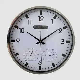 Lexington Weather Station Wall Clock Silver 35.5cm