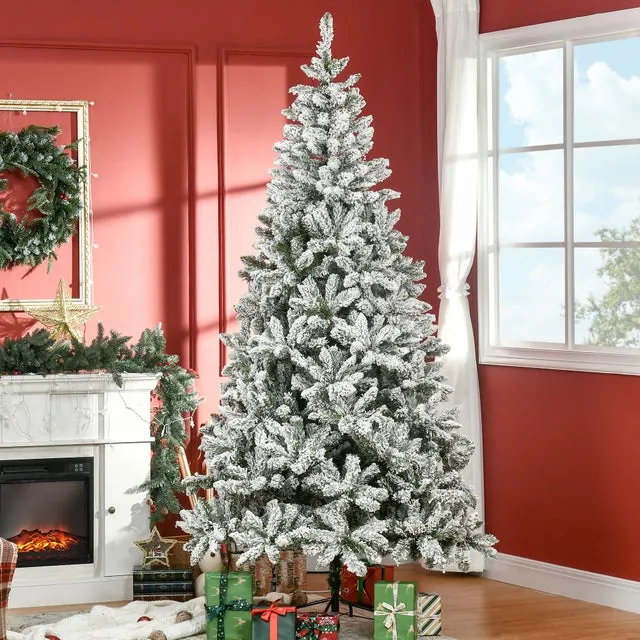 Árbol de navidad nevado con 1300 ramas HOMCOM 120x120x225 cm verde