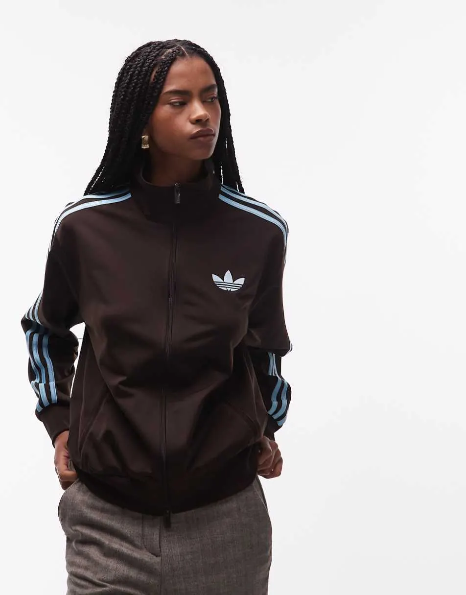 adidas Originals Firebird loose track jacket in brown and ice blue - exclusive to ASOS