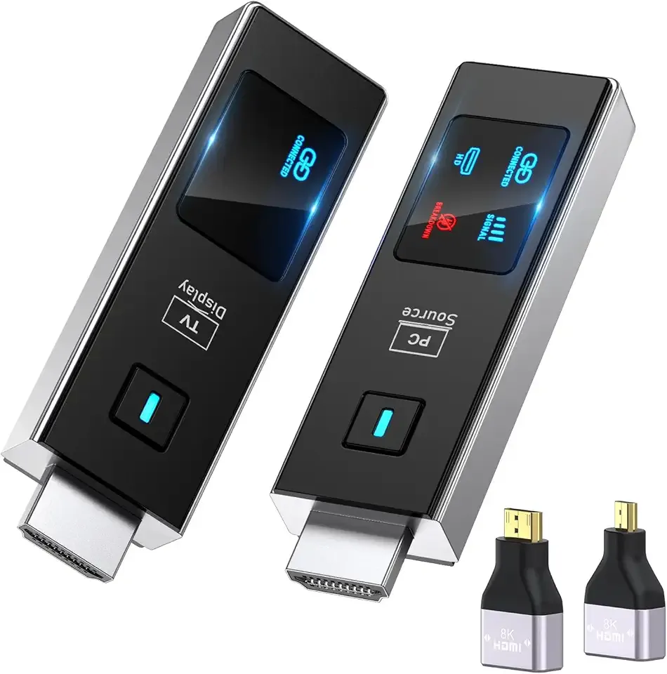 2026 New Wireless HDMI Transmitter and Receiver, 360FT/110M Extender 4K Decode 1080P@60Hz Output with LED Display, Plug&Play 5.8+2.4G Streaming Video/Audio from PC/Laptop/TV Box to Monitor