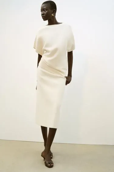 PLAIN KNIT MIDI SKIRT