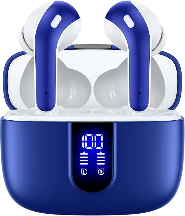 TAGRY Bluetooth Headphones True Wireless Earbuds 60H Playback LED Power Display Earphones with Wireless Charging Case IPX5 Wate…