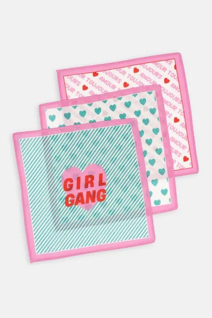 3-pack kids zakdoeken hartjes en strepen