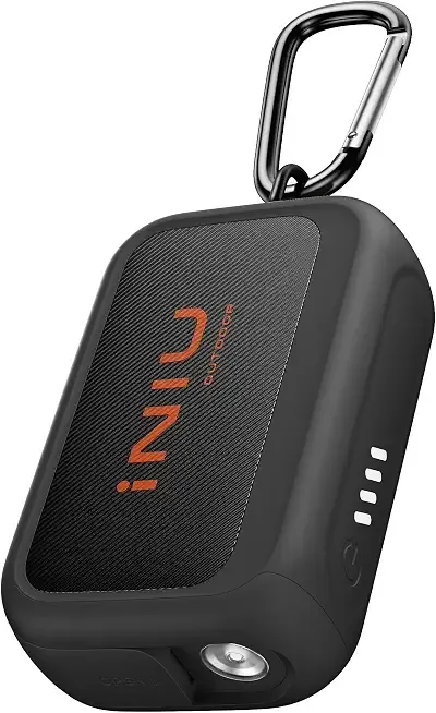 INIU Outdoor Rugged 10000mAh Portable Charger, 45W Fast Charging Power Bank | Camping & Hiking Battery Pack, with Carabiner & USB-C Cable & Flashlight, for iPhone 17 16 15, Samsung S26 etc, Black