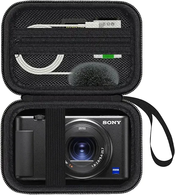 Hard Camera Case for Sony ZV-1/ ZV-1F/ ZV-1 II Digital Vlog Camera, Black | Protective Carrying Bag, Shockproof EVA Shell, Accessory Storage Zip Pocket, Compact Portable, Travel & Photography Use